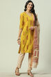 Lime Green Cotton Unstitched Suit Set image number 0