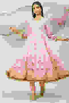 Pink Straight Kurta Churidar Suit Set image number 7