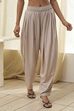 Beige Solid Straight Palazzos image number 4