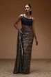Navy Blue Georgette Digital Printed Sequence Pre-Draped Saree image number 4