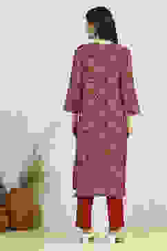 Red Cotton Printed Embroidered Unstitched Suit Set image number 5