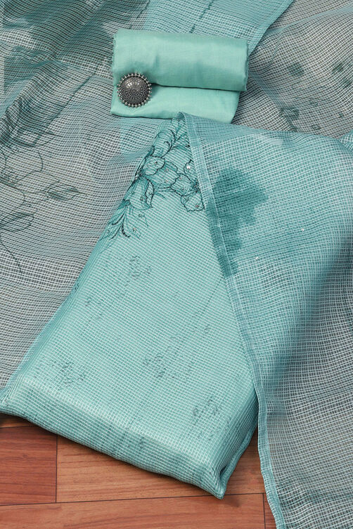 Green Cotton & Kota Digital Print Unstitched Suit Set image number 0