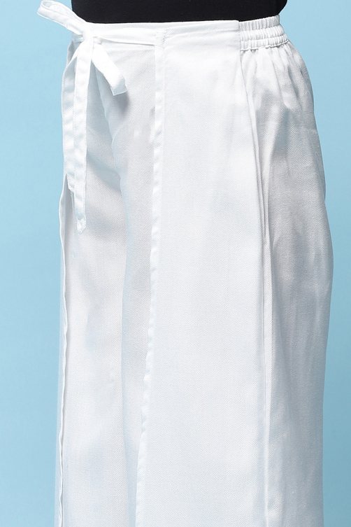 White Tencel Dobby Flared Pants image number 1