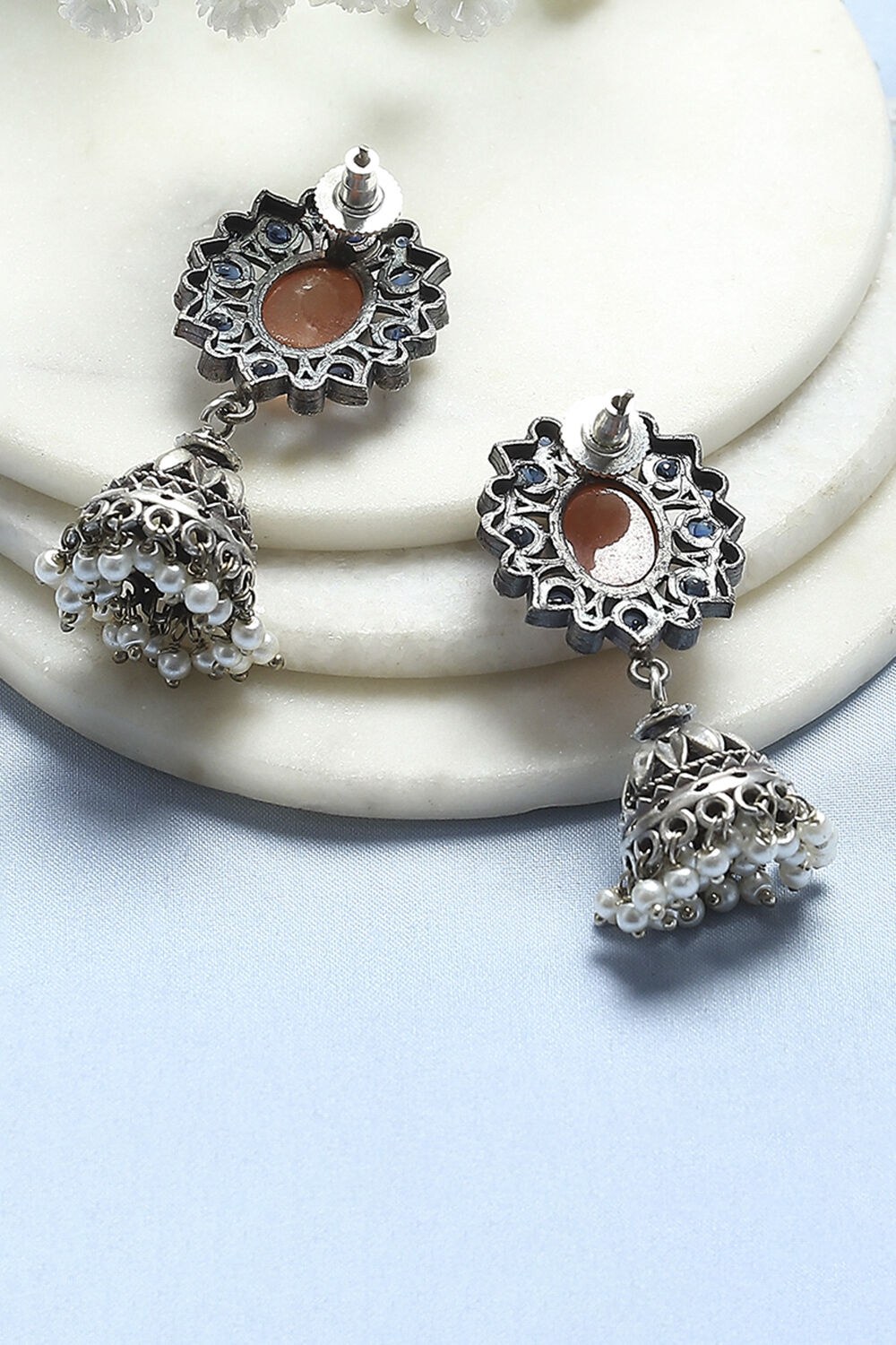 Peach Brass Jhumka image number 2