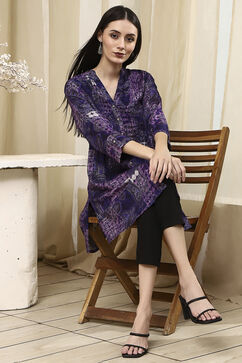 Indigo Blue Viscose Rayon Straight Printed Kurta image number 0