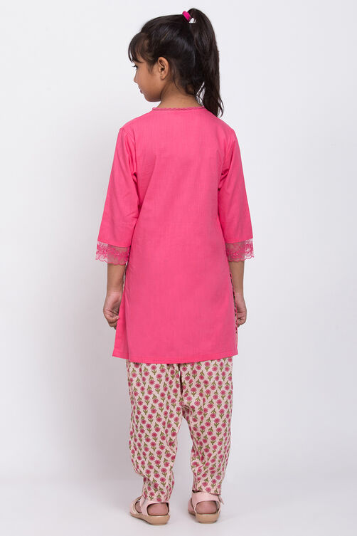 Pink Cotton Straight Kurta Salwar Suit Set image number 4