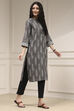 Grey Cotton Straight Yarndyed Kurta image number 4