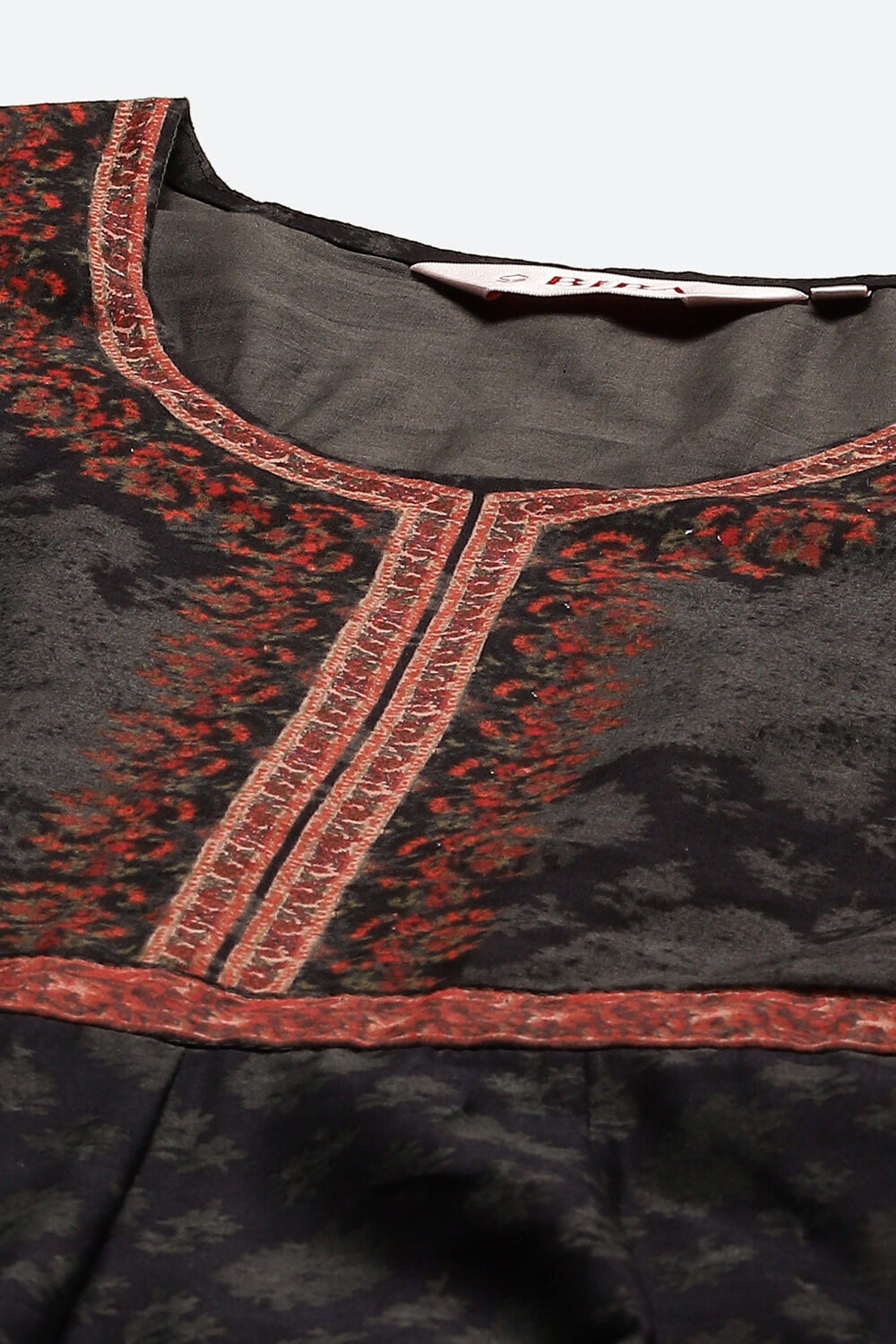 Black Cotton Anarkali Kurta Churidar Suit Set image number 1