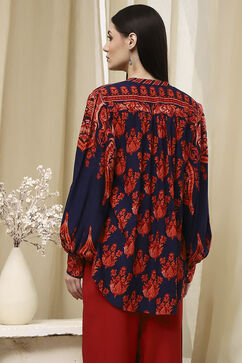 Blue Printed High-Low Top image number 3