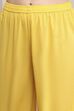 Yellow Poly Chanderi Straight Suit Set image number 6