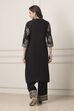 Black Cotton Straight Kurta Palazzo Suit Set image number 4