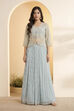 Powder Blue Embroidered Kalidar Fusion Set image number 5