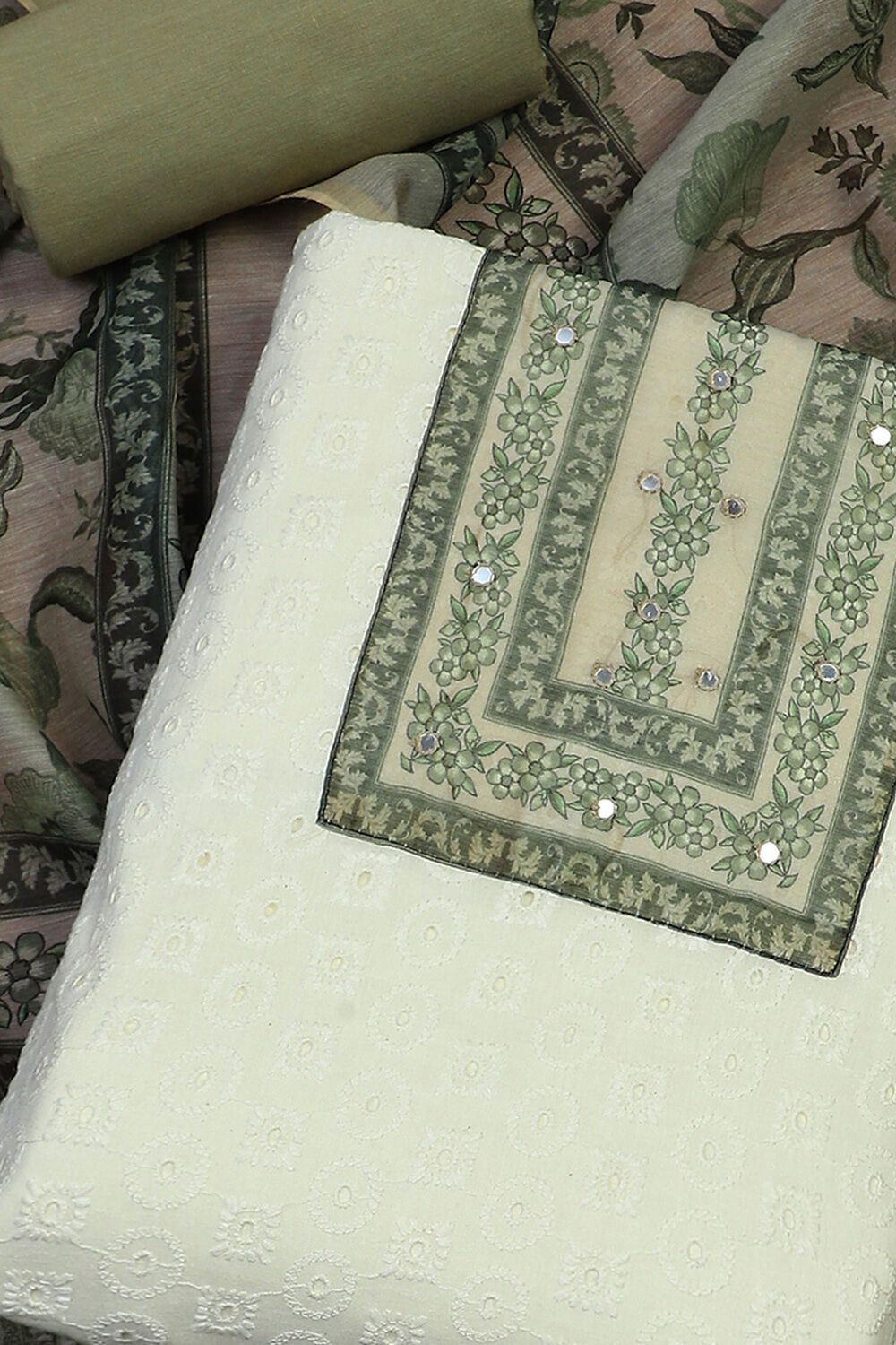 Purple Cotton Printed Unstitched Suit Set image number 1