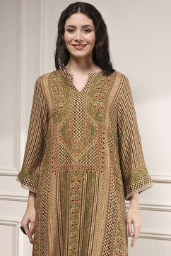Green Viscose Rayon Straight Printed Kurta image number 1