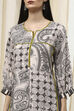 Ivory and Grey Printed Straight Kurta image number 1