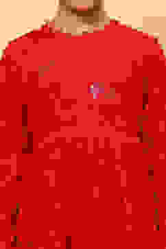 Red Jacquard Floral Self-Design Gathered Festive Gown image number 1