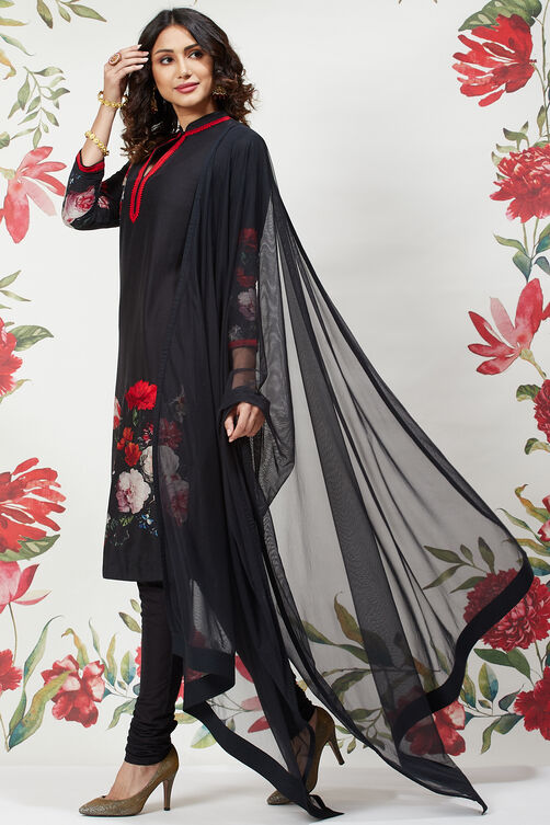 Rohit Bal Off White Cotton Straight Printed Suit Set image number 5