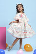 White Cotton Printed Tiered Dress image number 4