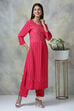 Blue Rayon Straight Kurta Pants Set image number 0