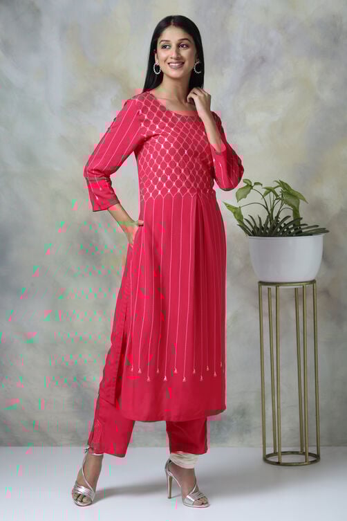 Blue Rayon Straight Kurta Pants Set image number 0