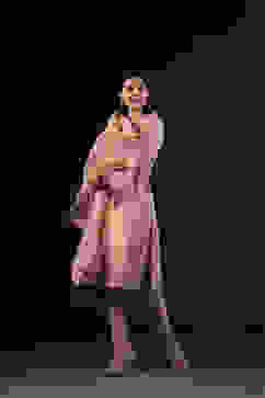 Rohit Bal Light Pink Cotton Silk Anarkali Printed Suit Set image number 8