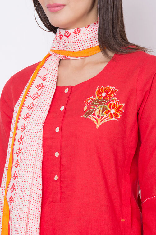 Charcoal Cotton A-Line Kurta Palazzo Suit Set image number 1
