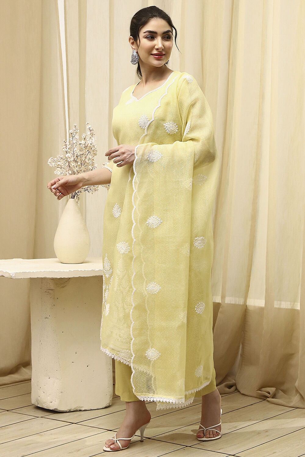 Pink Cotton Machine Embroidered Unstitched Suit Set image number 4