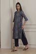 Blue Cotton Straight Kurta image number 2