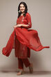 Maroon Poly Shantoon Narrow Kurta Pant Suit Set