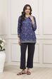 Blue Polyester Printed Straight Kurti image number 7