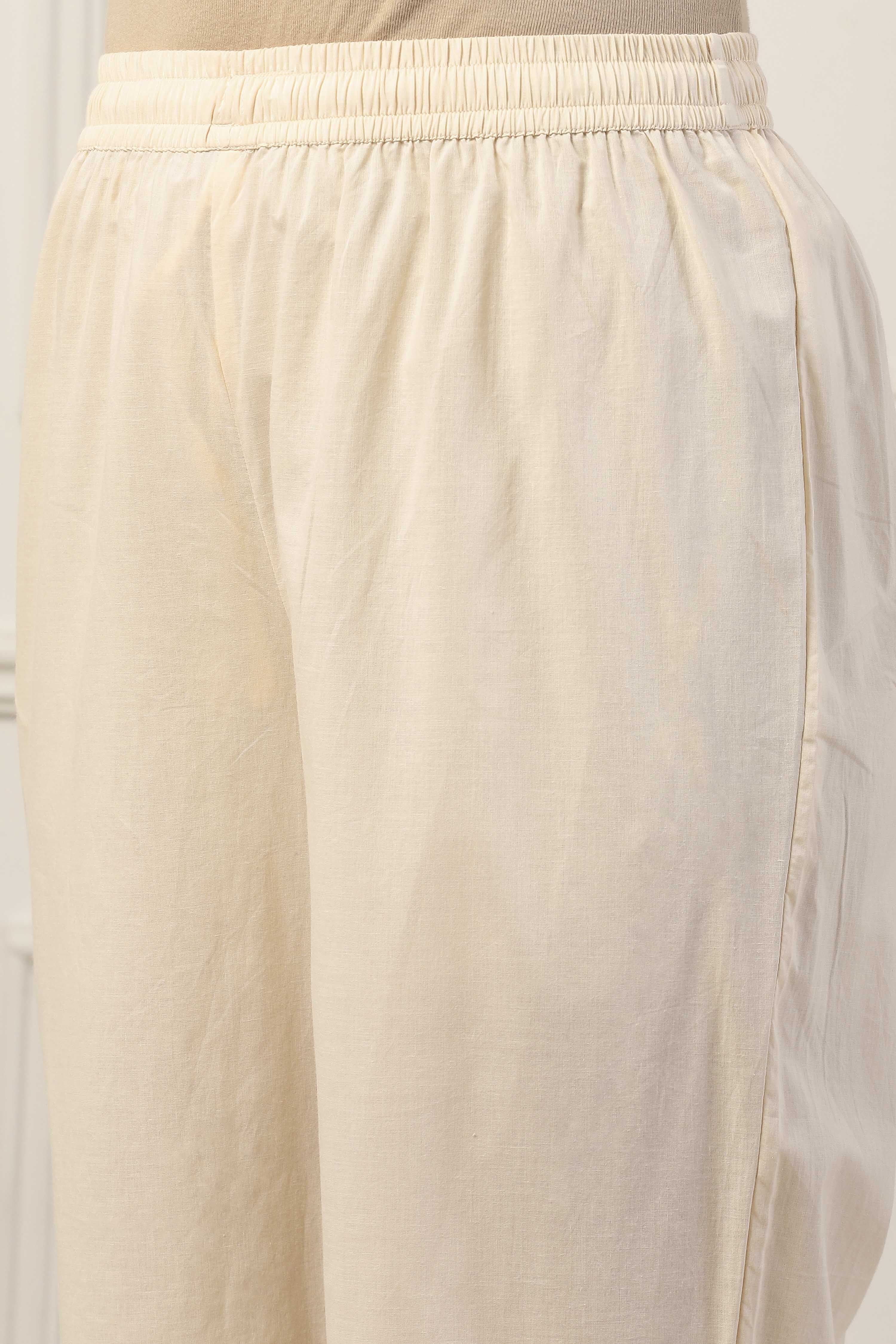 White Cotton Floral Printed A-Line Suit Set image number 2