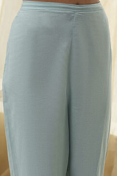 Aqua Embroidered Straight Suit Set image number 2