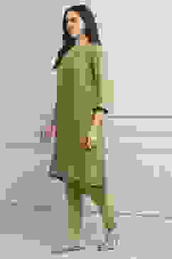 Pista Green Viscose Straight Solid Kurta image number 2