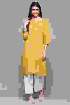 Lime Rayon Straight Kurta image number 5