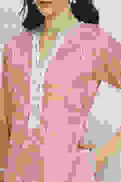 Peach-Pink Modal Machine Embroidered Unstitched Suit Set image number 2