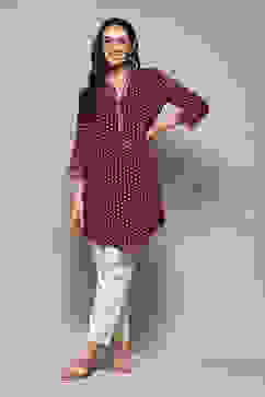 Pink & Purple LIVA Straight Printed Shirt image number 0