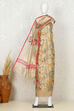 Gold Tissue Machine Embroidered Unstitched Suit Set image number 4