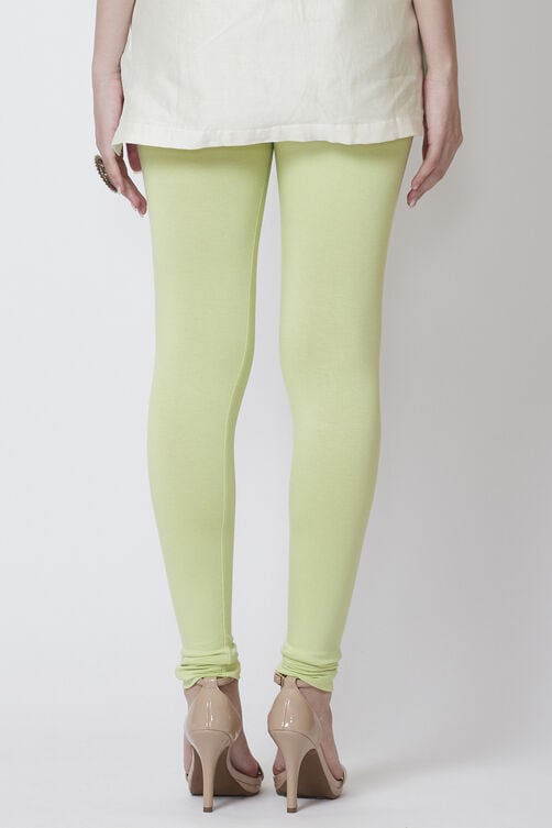 Moss Green Viscose Lycra Solid Leggings image number 5
