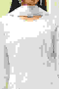 Off White Cotton Straight Embroidered Fusion Set image number 1