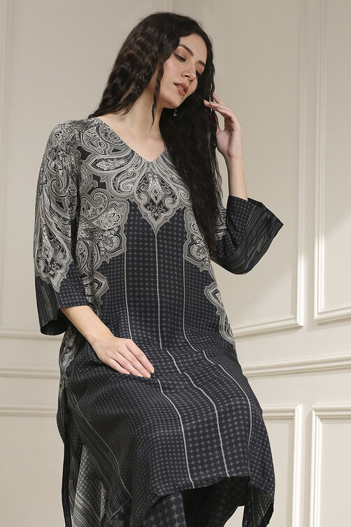 Black Printed Straight Kurta Set image number 7