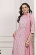 Pink Cotton Blend Straight Kurta Palazzo Suit Set image number 7