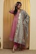 Silver Kattan Silk Floral Design Dupatta