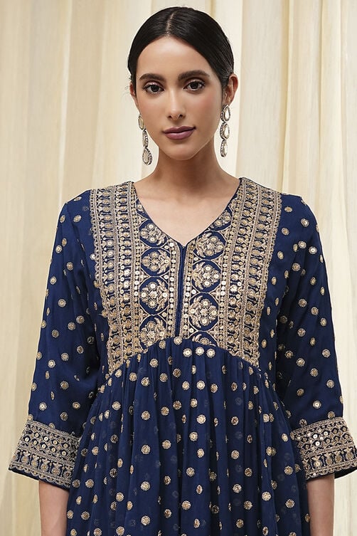Ivory Viscose Straight Suit Set image number 1