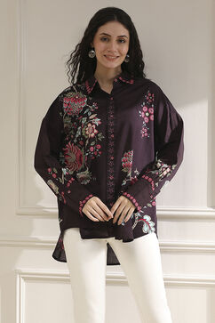 Brown Cotton Floral Printed Shirt image number 5