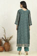 Teal Chanderi Unstitched Suit Set image number 5