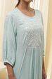 Aqua Solid Gathered Straight Kurta image number 1