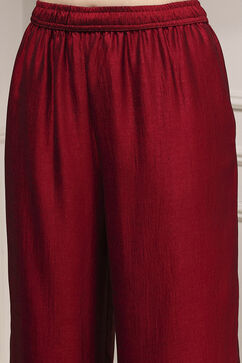 Red Self-Designed Straight Kurta Set image number 2