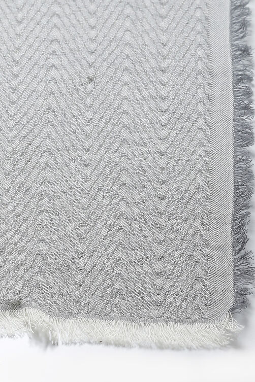 Grey Straight Cotton Solid Scarf image number 1
