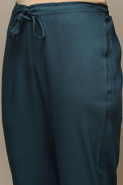 Teal Rayon Straight Kurta Pants 2 Piece Set image number 2