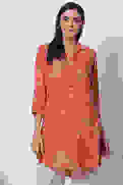 Red LIVA Printed Short Kurti image number 0
